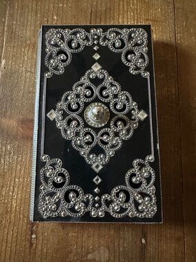 RARE FIND- Antique French Enamel Jewelry Box: Silver Marcasite Casket- 7x4-1/2”